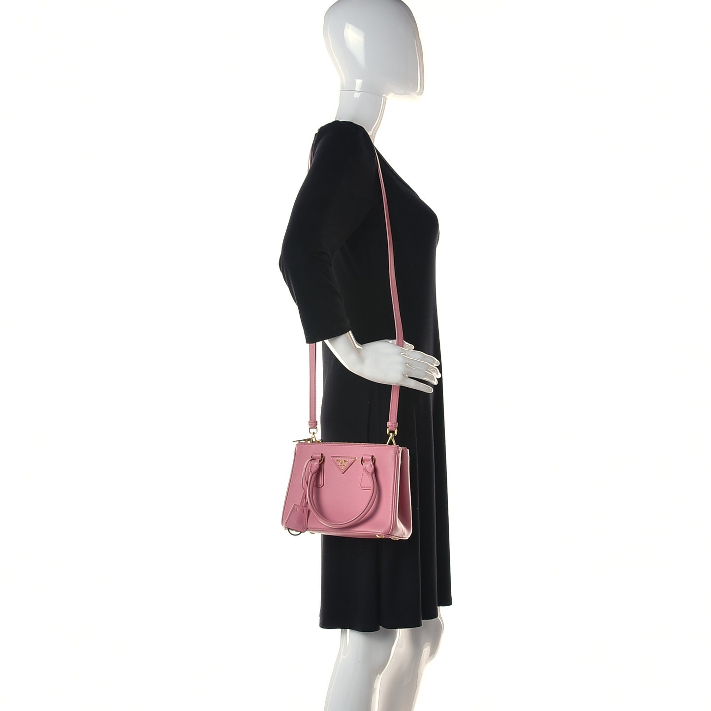 Saffiano Lux Micro Galleria Double Zip Tote Petalo