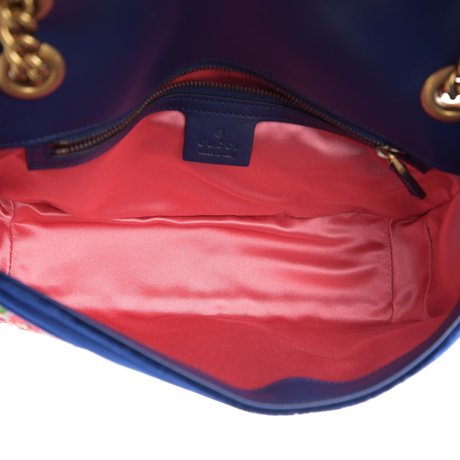 Gucci Velvet Matelasse Deer Embroidered Small GG Marmont Shoulder Bag Cobalt 4 of 9
