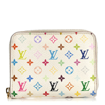 Louis Vuitton Monogram Multicolor Zippy Coin Purse Wallet White Litchi 1 of 12