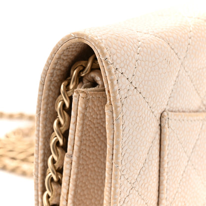 Chanel Pearly Caviar Quilted Wallet On Chain WOC Beige 18 of 18
