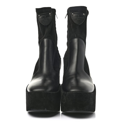 Louis Vuitton Suede Calfskin Monogram Podium Platform Ankle Boots 38 Black 2 of 7