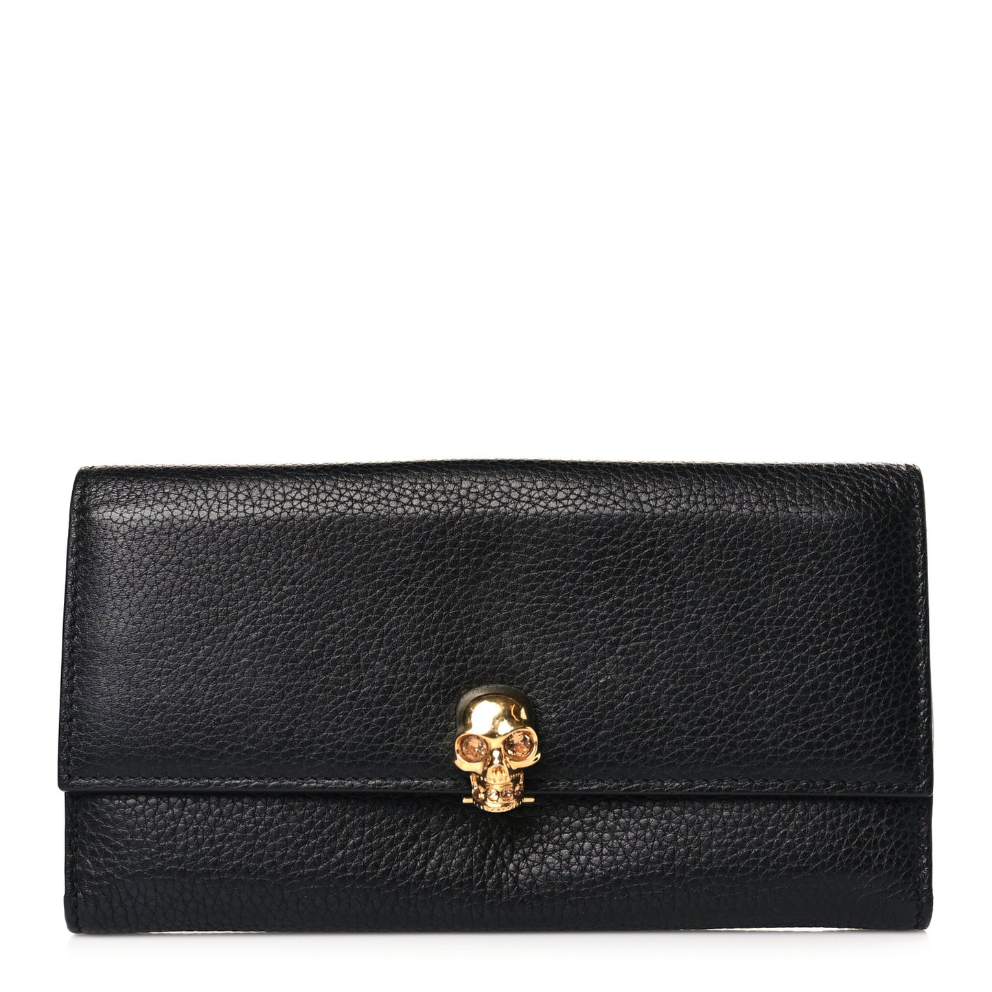 Calfskin Skull Continental Wallet Black