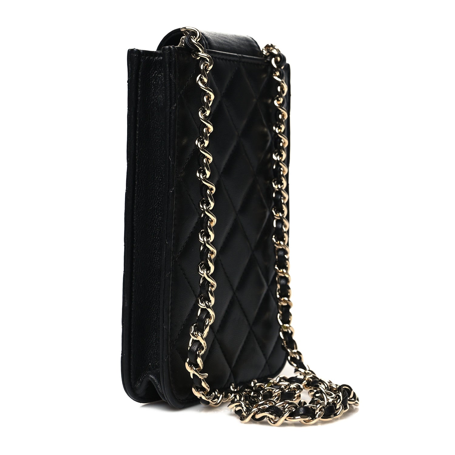 Chanel Lambskin Quilted CC Phone Holder Black 2 of 12