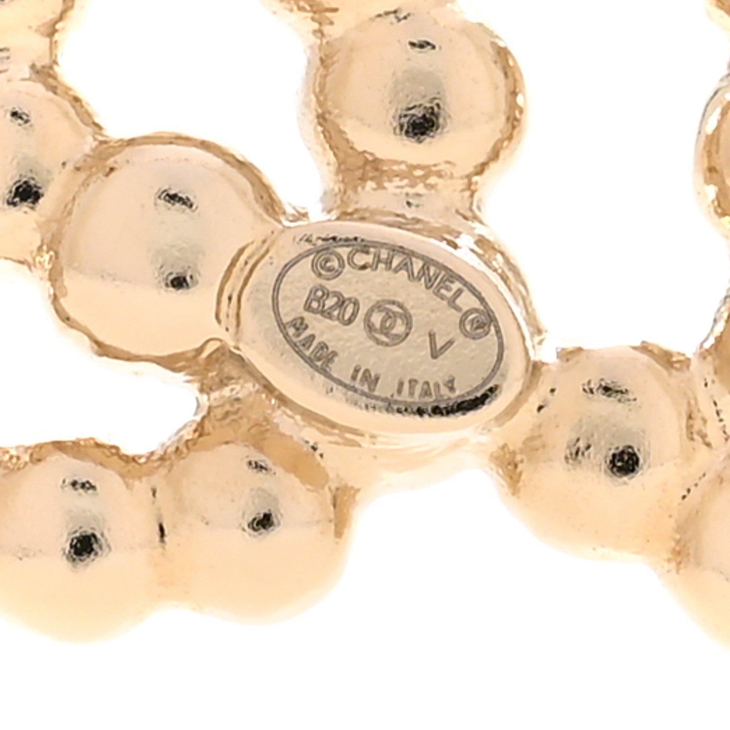 Chanel Metal Glass Swirling Pearls Brooch Pin Gold 3 of 4