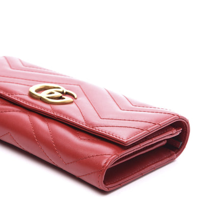 Gucci Calfskin Matelasse GG Marmont Continental Wallet Hibiscus Red 8 of 9