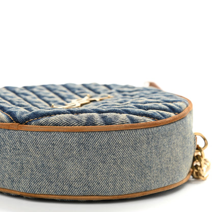 Saint Laurent Denim Quilted Monogram Round Crossbody Bag Rodeo Blue 10 of 11
