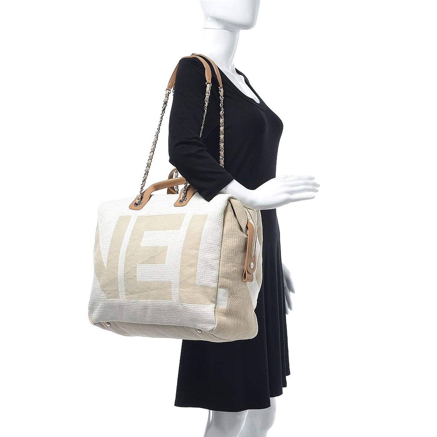 Canvas Maxi Bowling Bag White Beige