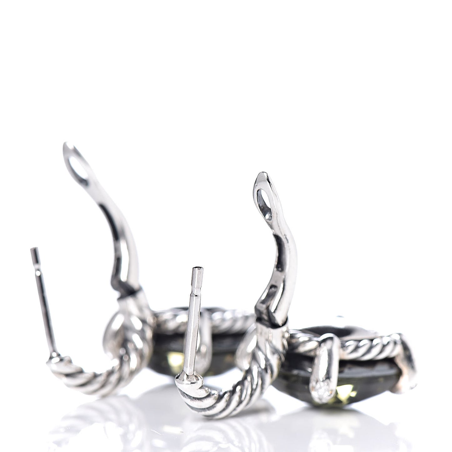 Sterling Silver Green Orchid Diamond Chatelaine Drop Earrings