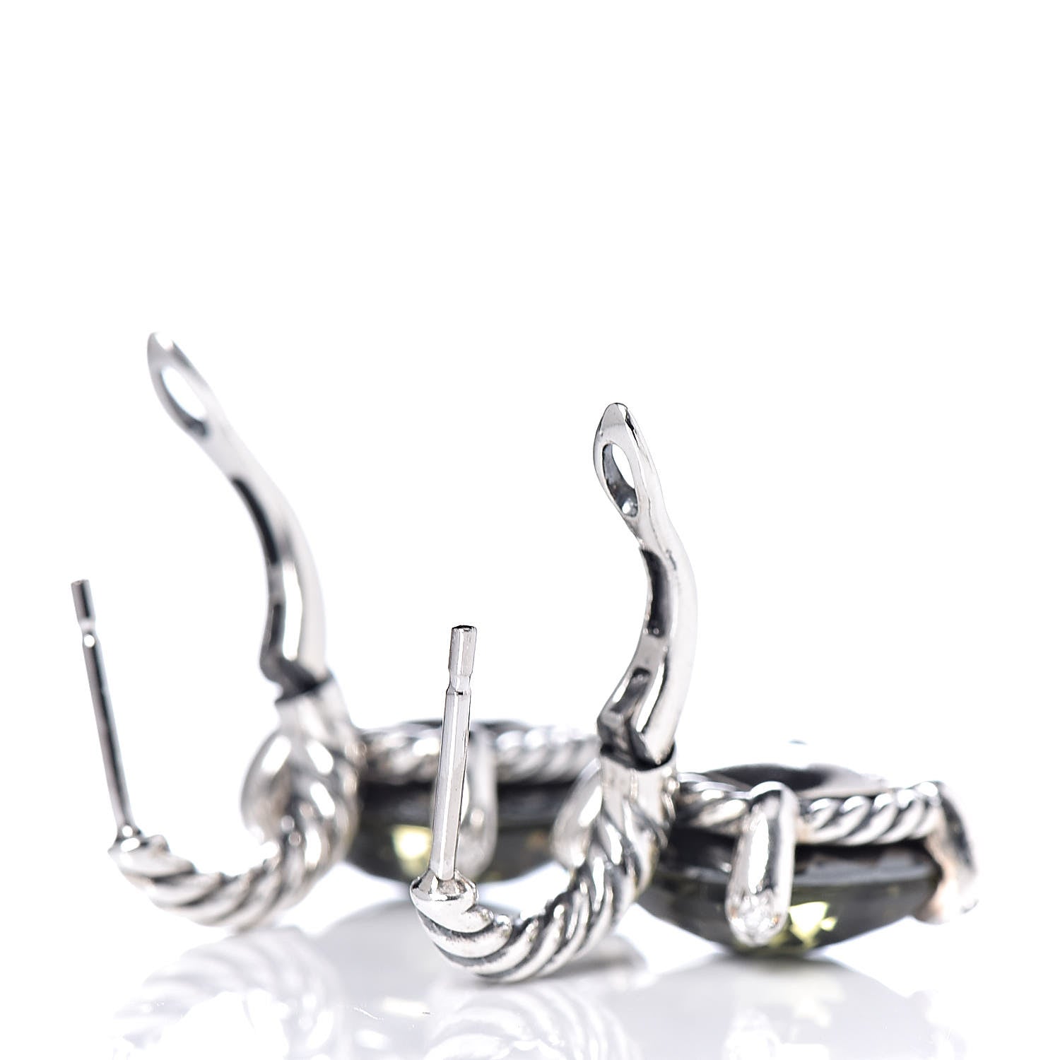 David Yurman Sterling Silver Green Orchid Diamond Chatelaine Drop Earrings 3 of 4