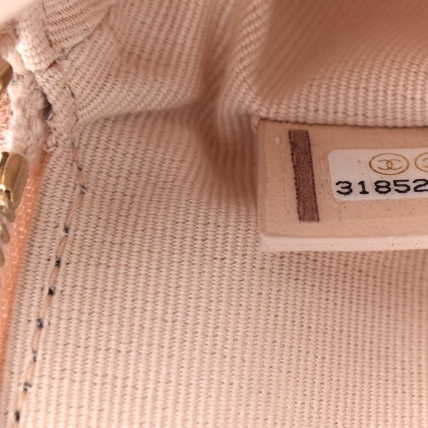 Caviar Quilted Zip Card Holder Wallet Light Beige