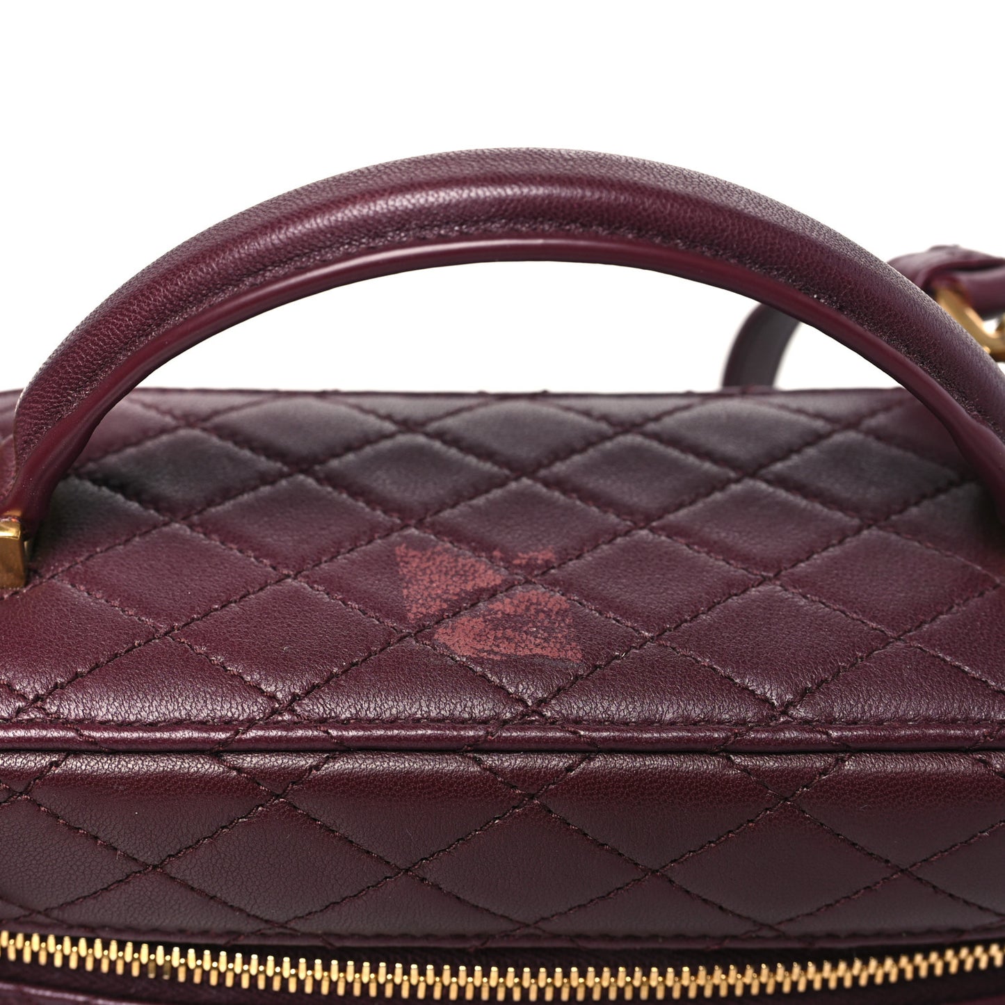 Lambskin Quilted Mini Gaby Vanity Case Rouge Cabernet