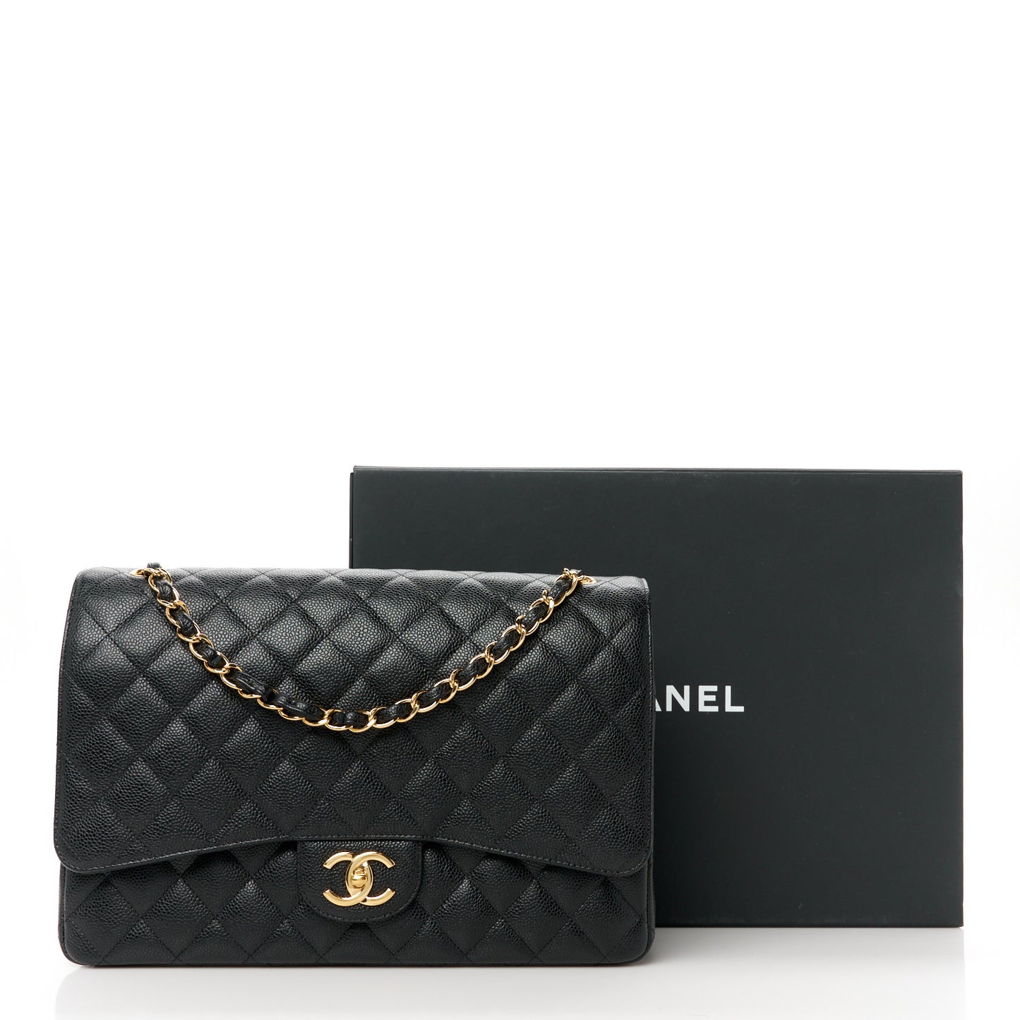 Caviar Quilted Maxi Double Flap Black