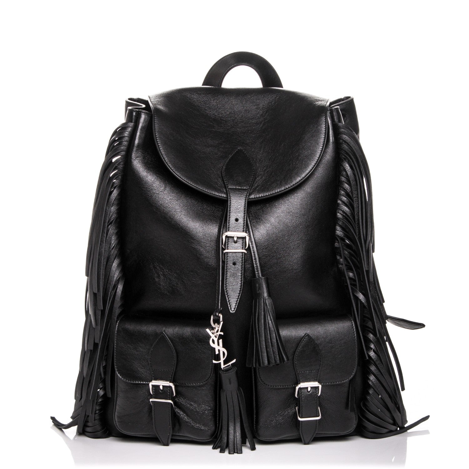 Saint Laurent Calfskin Fringe Festival Backpack Black 1 of 7