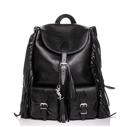 Saint Laurent Calfskin Fringe Festival Backpack Black 1 of 7