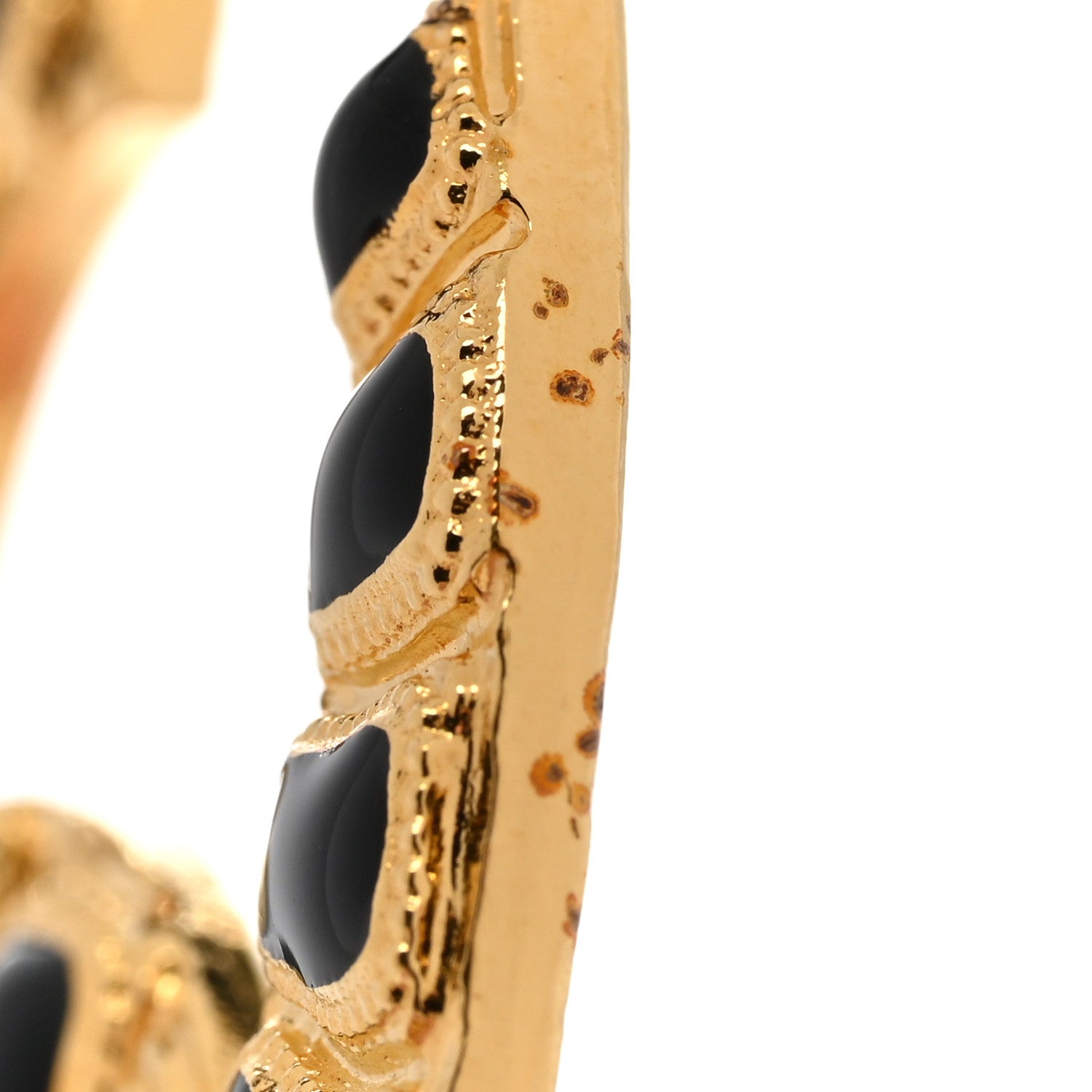 Chanel Resin Along The Nile CC Clip On Earrings Gold Black 6 of 6