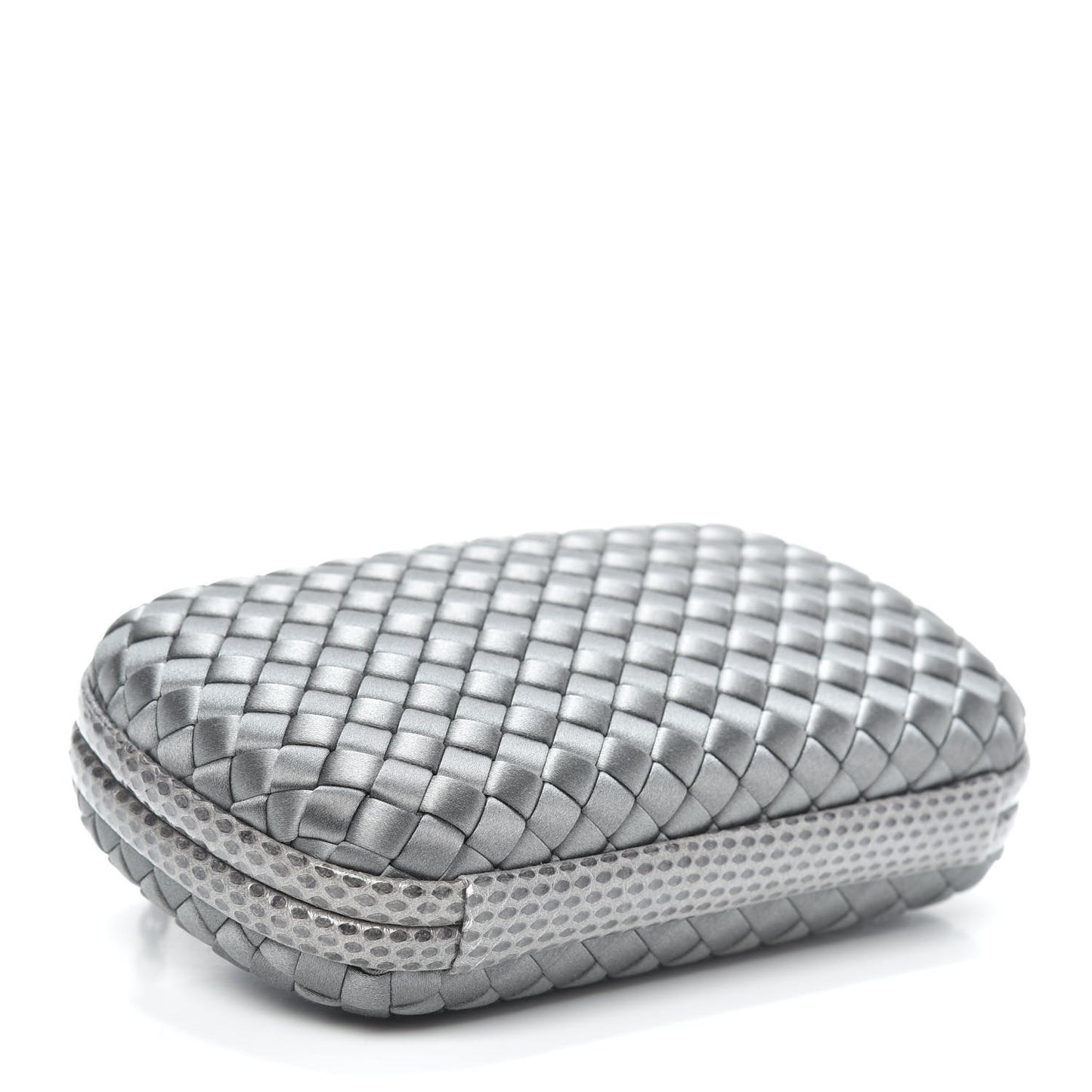 Satin Ayers Intrecciato Chain Knot Clutch Grey