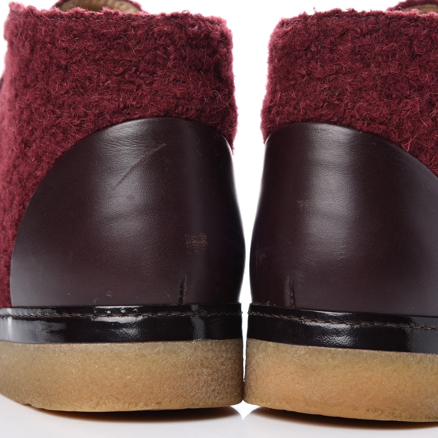 Chanel Tweed Calfskin CC Lace Up Short Boots 39.5 Burgundy 11 of 12
