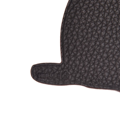 Hermes Togo Grain d'H Petit H Cat Bag Charm Plomb Black 3 of 4