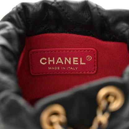 Chanel Calfskin Quilted Pearl Mini About Pearls Drawstring Bucket Bag Black 6 of 11
