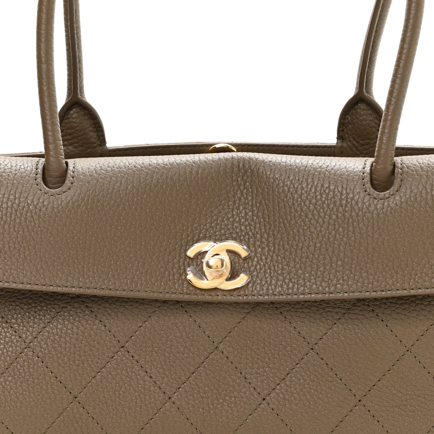 Chanel Grained Calfskin Stitched Urban Essentials Small Shopping Bag Dark Khaki 8 of 11