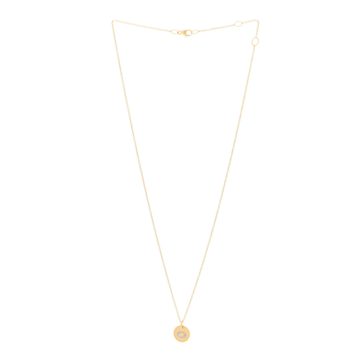 18K Yellow Gold Diamond Initial O Charm Pendant Necklace