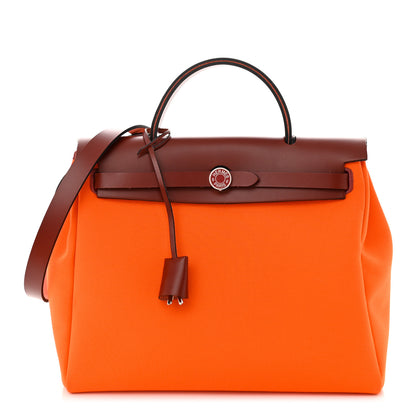 Hermes Toile Officier Vache Hunter Laque Herbag Zip PM 31 Orange Rouge H 3 of 11