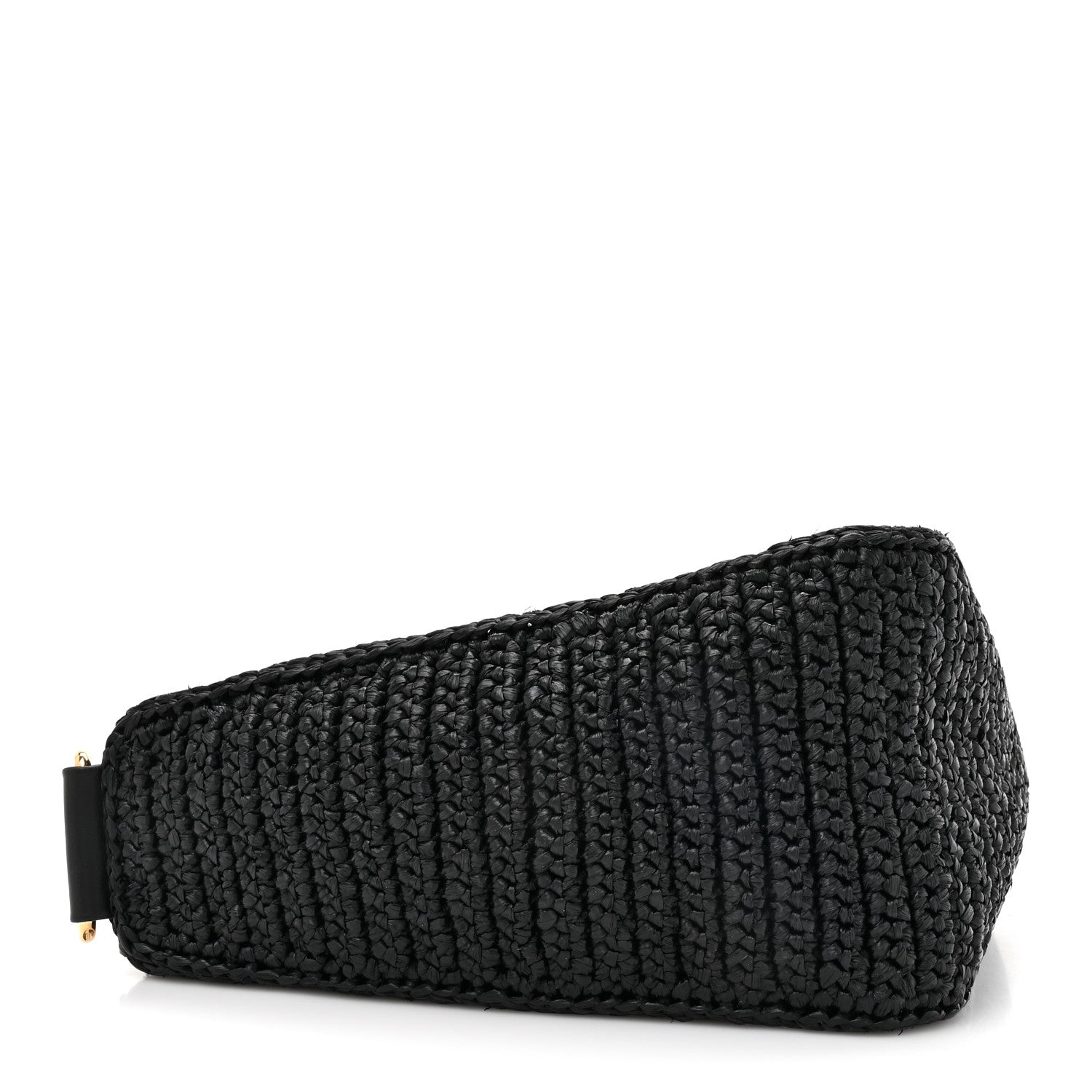 Prada Yarn Raffia Effect Crochet Triangle Shoulder Bag Black 4 of 9