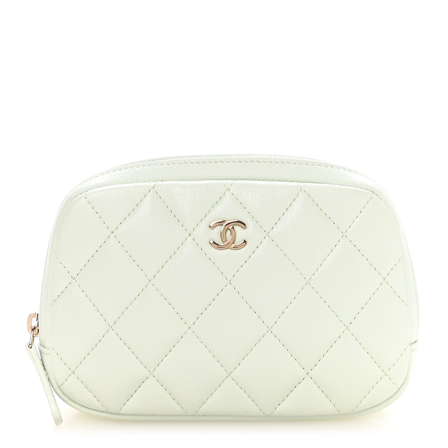 Chanel Caviar Quilted Small Curvy Pouch Cosmetic Case Light Green 1 of 8