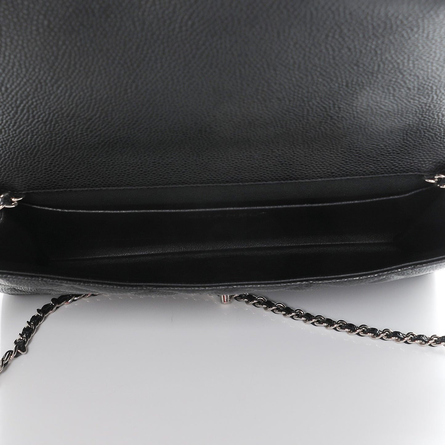 Caviar Quilted Clutch With Chain Flap Black