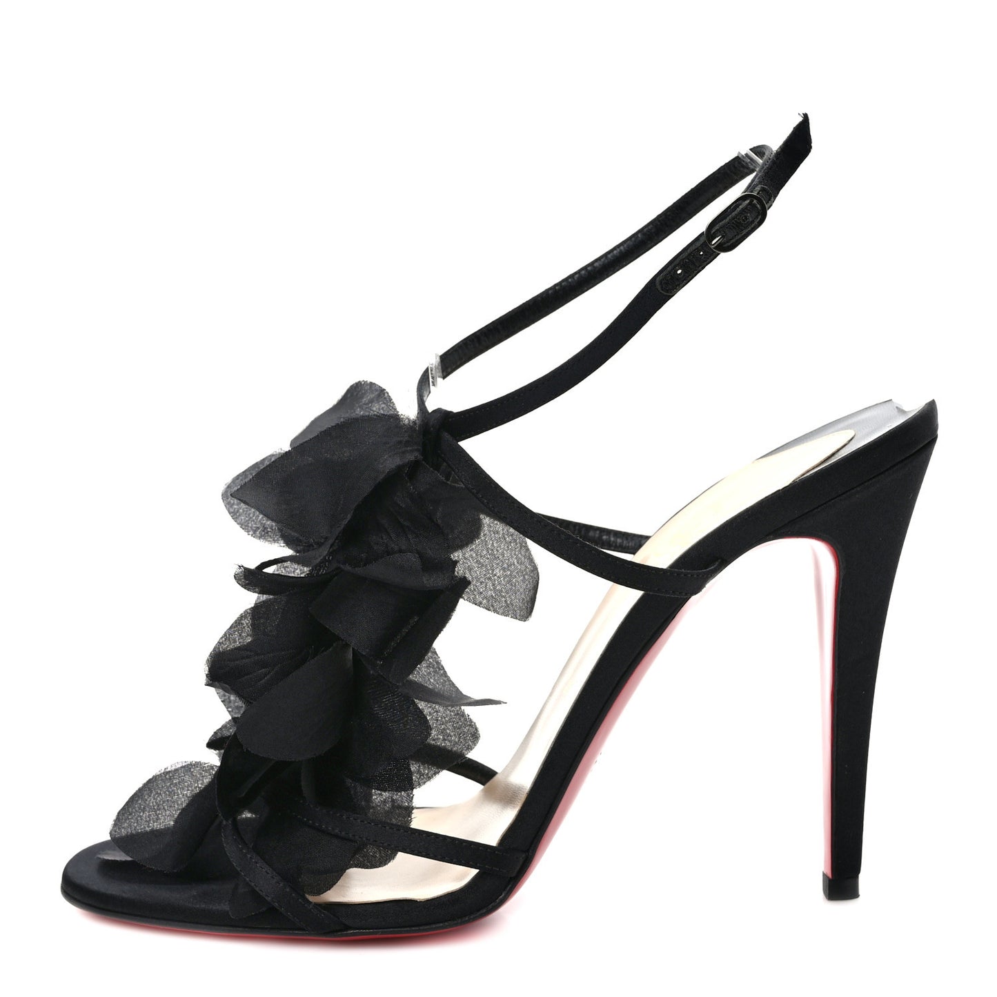 Satin Petal Mount Street Sandals 40.5 Black