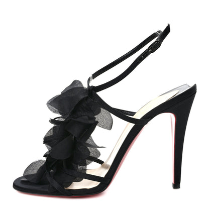 Christian Louboutin Satin Petal Mount Street Sandals 40.5 Black 1 of 7