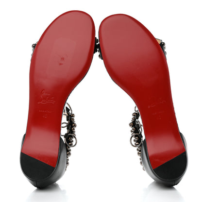 Christian Louboutin Shiny Nappa Lame Sirene Gypsoflat Sandals 40 Black 5 of 8