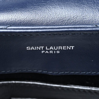 Saint Laurent Calfskin Y Quilted Monogram Small Loulou Chain Satchel Deep Marine 8 of 16