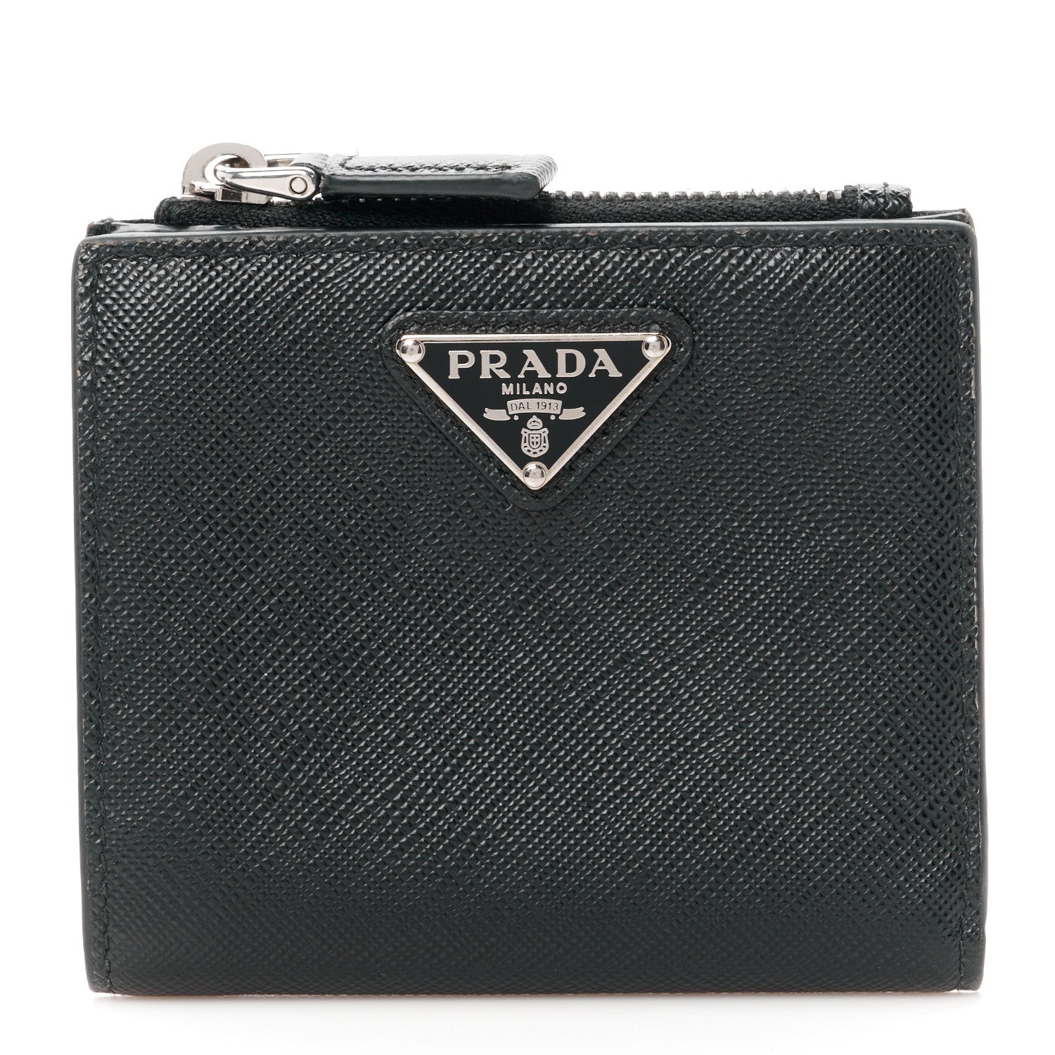 Prada Saffiano Small Compact Wallet Black 1 of 9