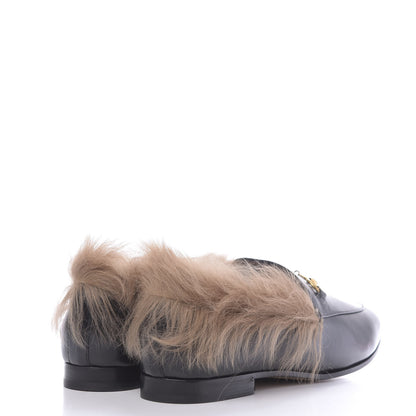 Gucci Malaga Kid Fur Womens Jordaan Loafers 41 Black Natural 4 of 12