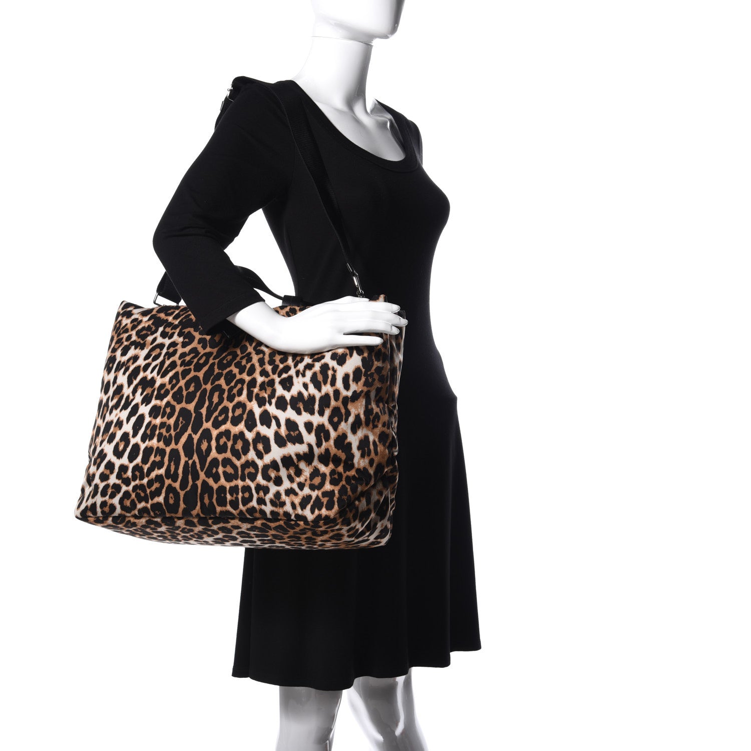 Prada Tessuto Nylon Leopard Print Shopping Tote Avorio 2 of 8