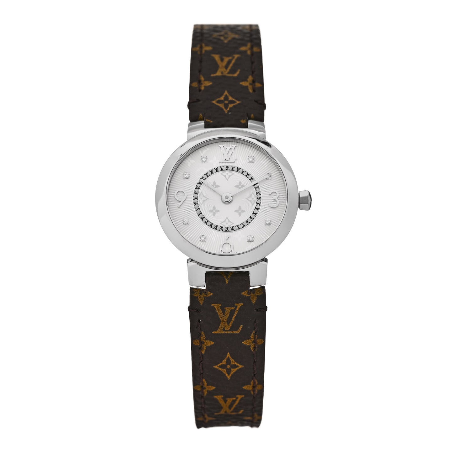 Stainless Steel Monogram Diamond 28mm Tambour Slim Quartz Watch