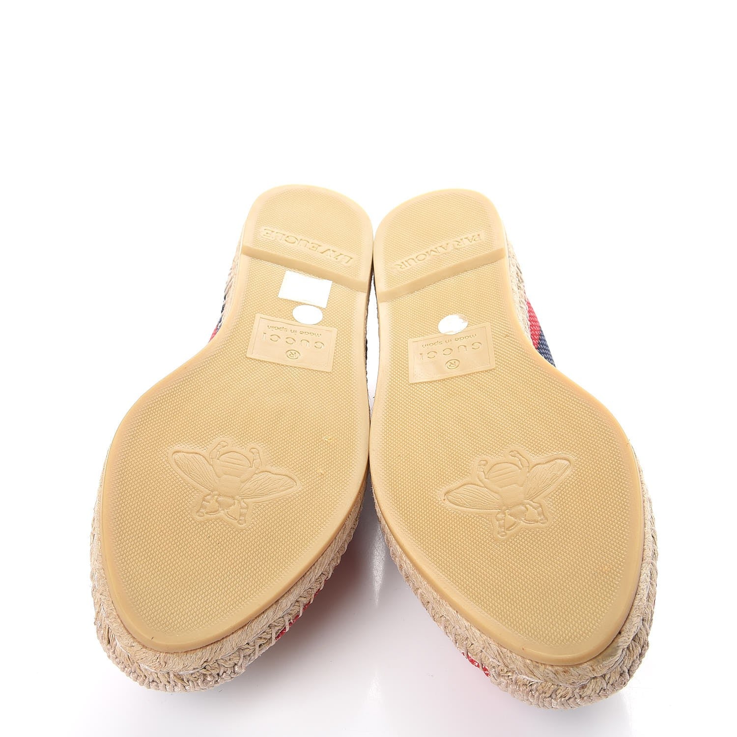Gucci Canvas Sylvie Stripe Logo Womens Espadrilles 37 Mystic White Hibiscus Red Maritime 5 of 17