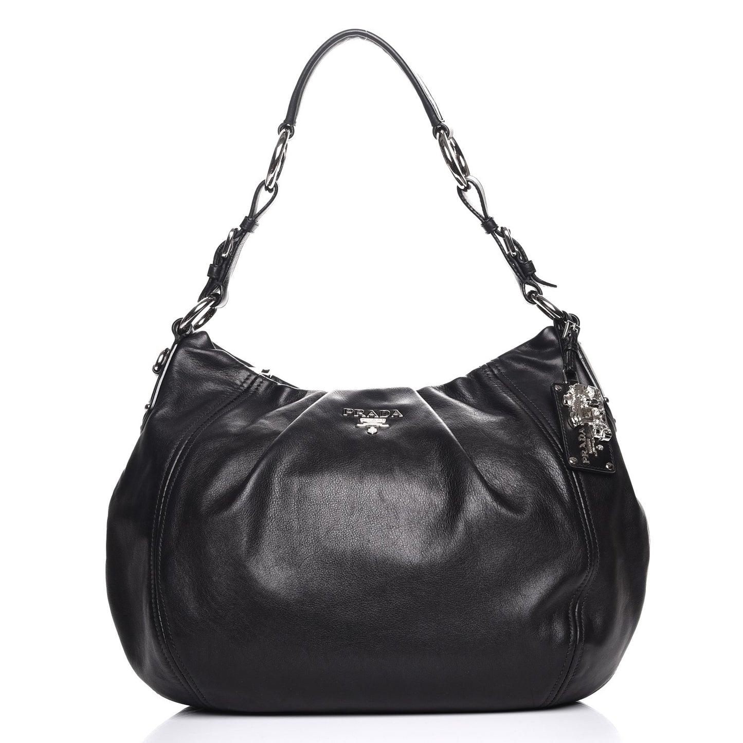 Soft Calf Pleated Hobo Nero Black