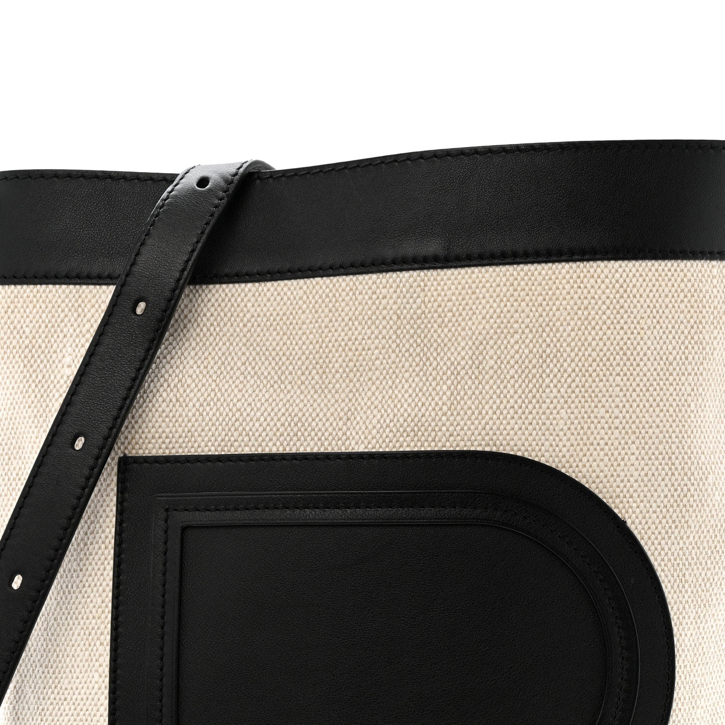 Linen Canvas Supple Calfskin Pin Daily Surpique Bucket Naturel Black