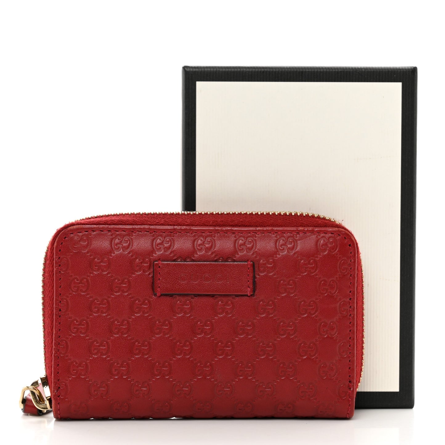 Microguccissima Zip Around Card Case Red