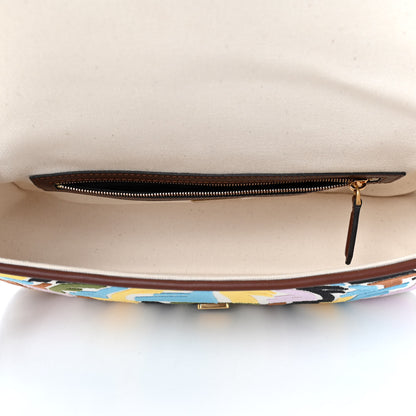 Fendi X SARA COLEMAN Canvas Vitello King Seta FF Fish Eye Embroidered Baguette Grezzo Multicolor Ghianda 5 of 12