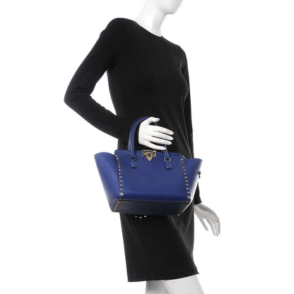 Valentino Garavani Vitello Small Rockstud Double Handle Tote Blue China 3 of 10