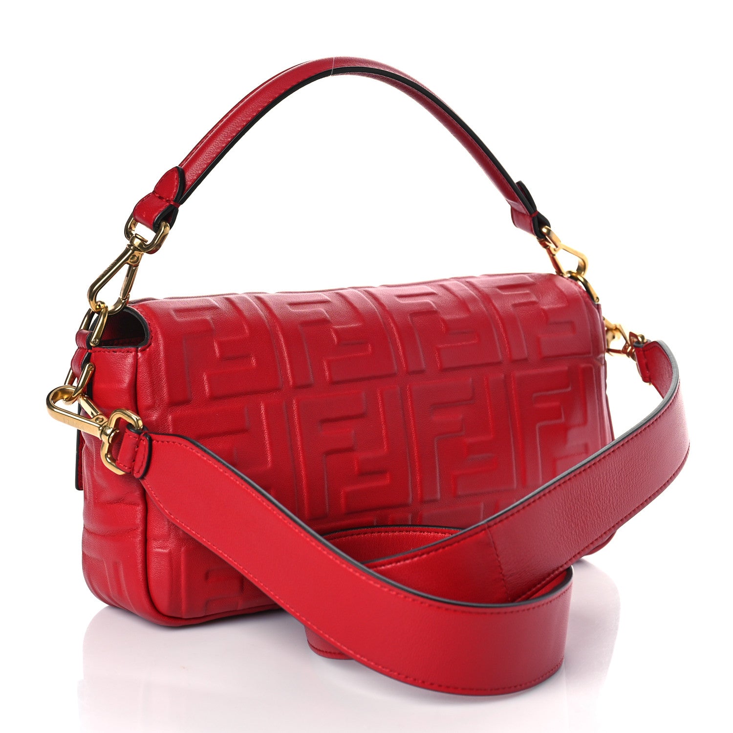 Fendi Nappa FF 1974 Embossed Baguette Fragola 2 of 8