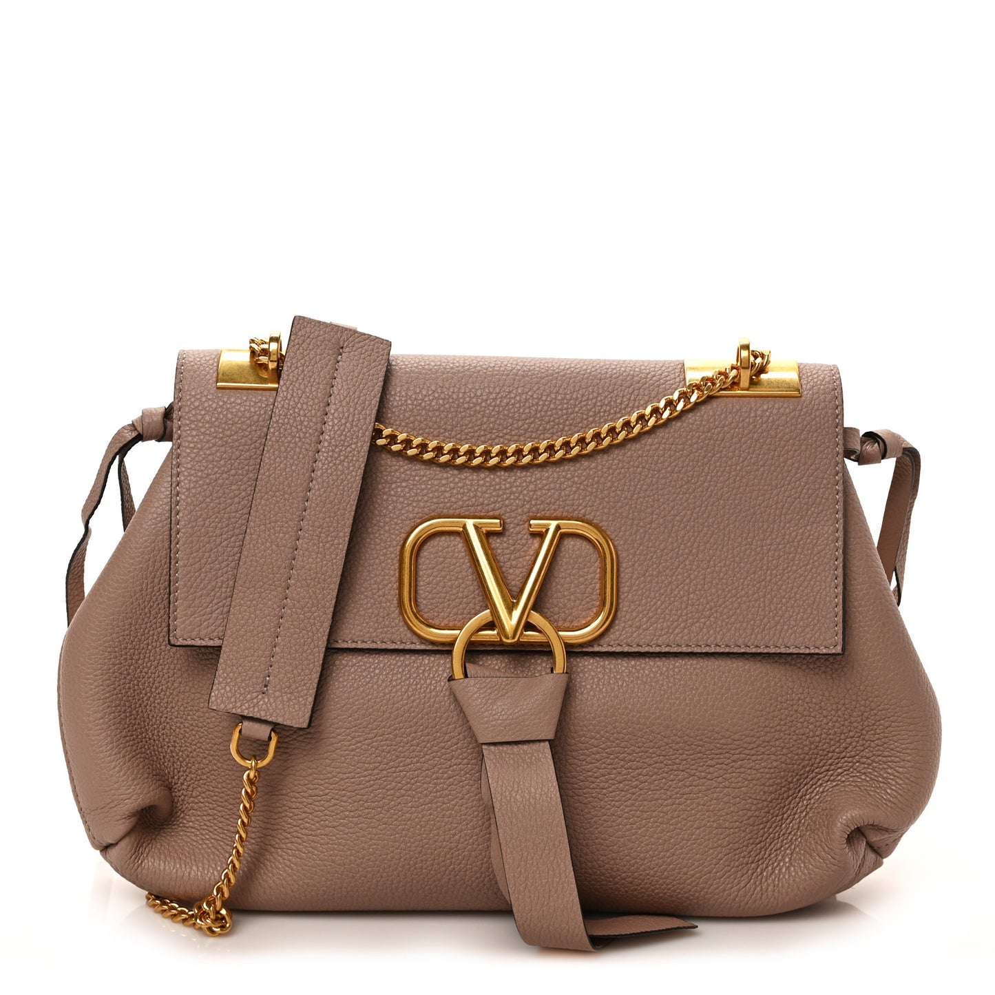 Pebbled Calfskin Medium VRing Chain Shoulder Bag Poudre