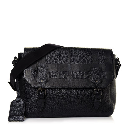 Burberry Heritage Grain Check Embossed Messenger Bag Black 1 of 5