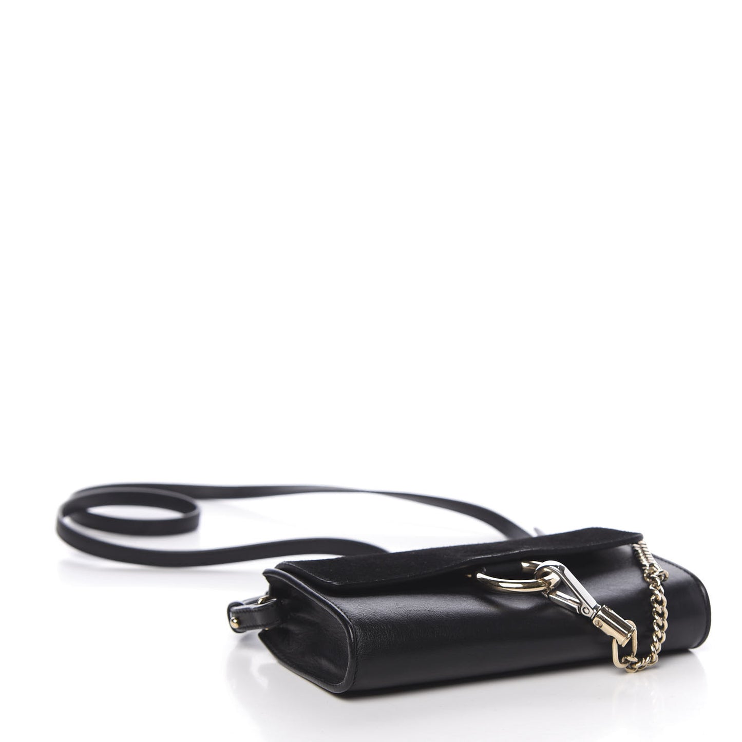 Suede Calfskin Mini Faye Shoulder Bag Black