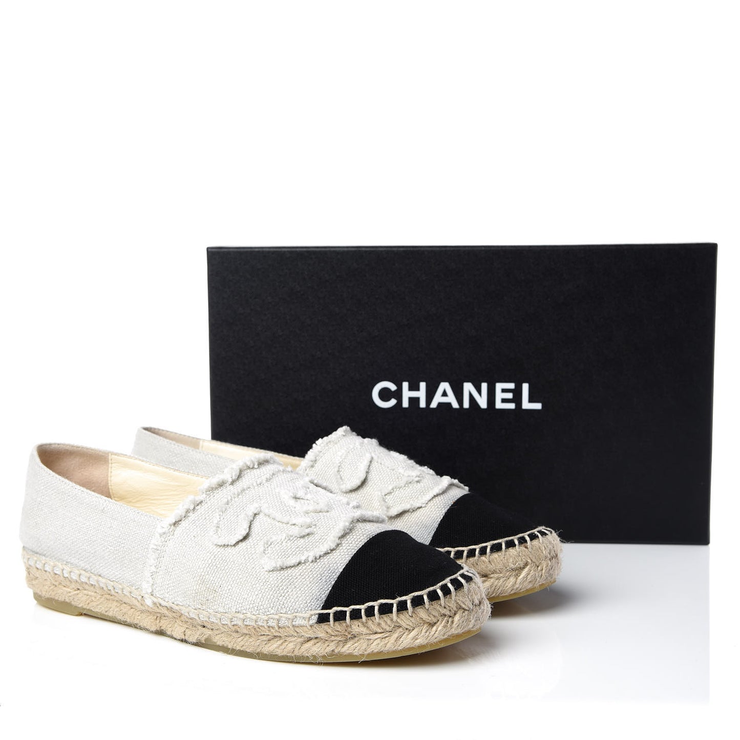 Linen CC Espadrilles 37 Beige Black