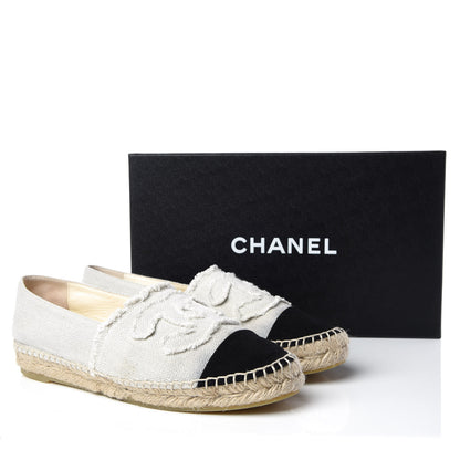 Chanel Linen CC Espadrilles 37 Beige Black 14 of 14