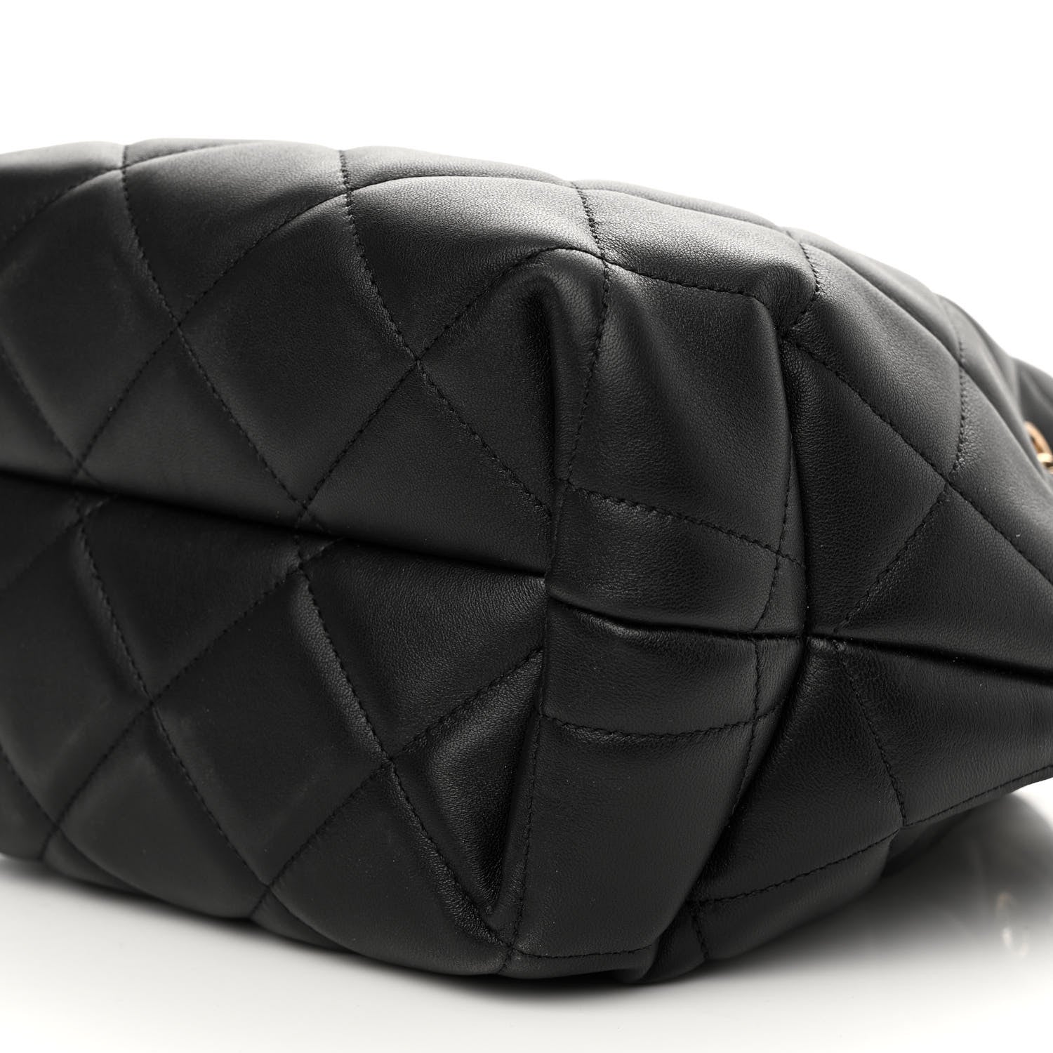 Chanel Lambskin Quilted CC Dweller Drawstring Bucket Bag Black 10 of 11